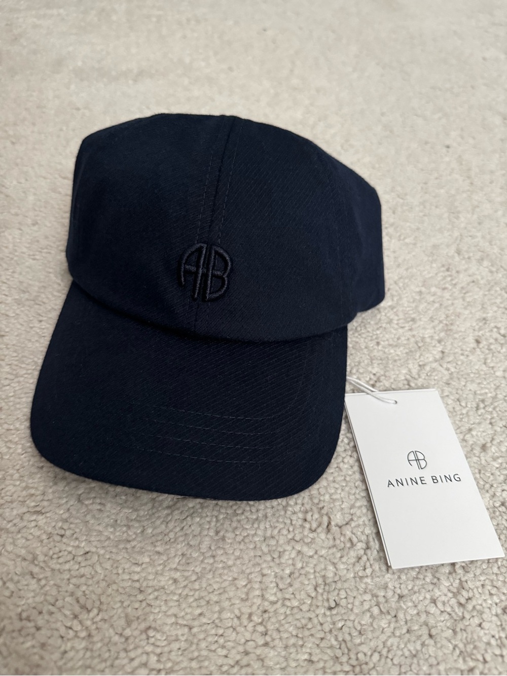 Anine Bing Dark Blue Baseball Cap with Embroidered AB Logo